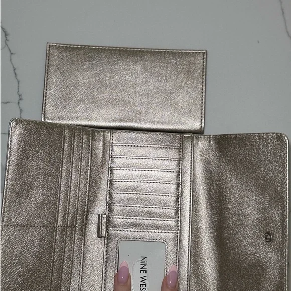 Nine West Silver Wallet with Bow Detail - Picture 2 of 6
